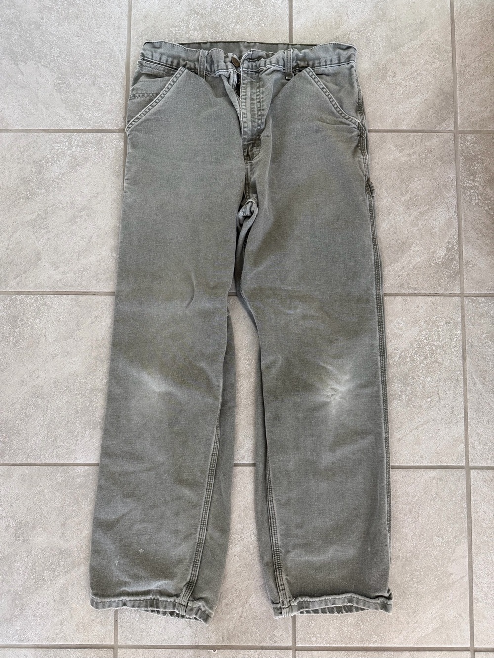 Carhartt Men's Olive Green Relaxed Fit Work Jeans